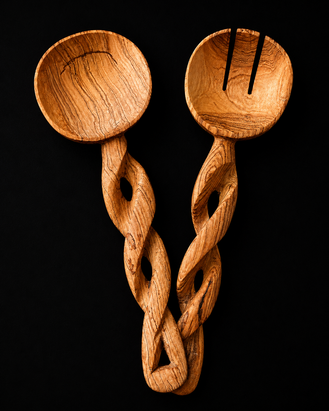 Handmade Olive Wood Salad Set Twisted Design- Cowbone Handle (Copy)