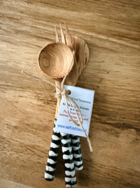 Handmade Olive Wood & Bone Mini Kitchen Utensil Set – 7 Inches | Artisan Crafted in Kenya