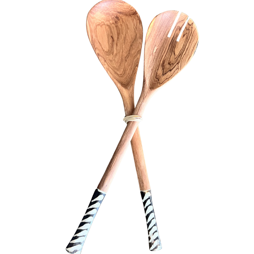 Olive Wood Salad/Serving Set