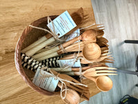 Handmade Olive Wood & Bone Mini Kitchen Utensil Set – 7 Inches | Artisan Crafted in Kenya