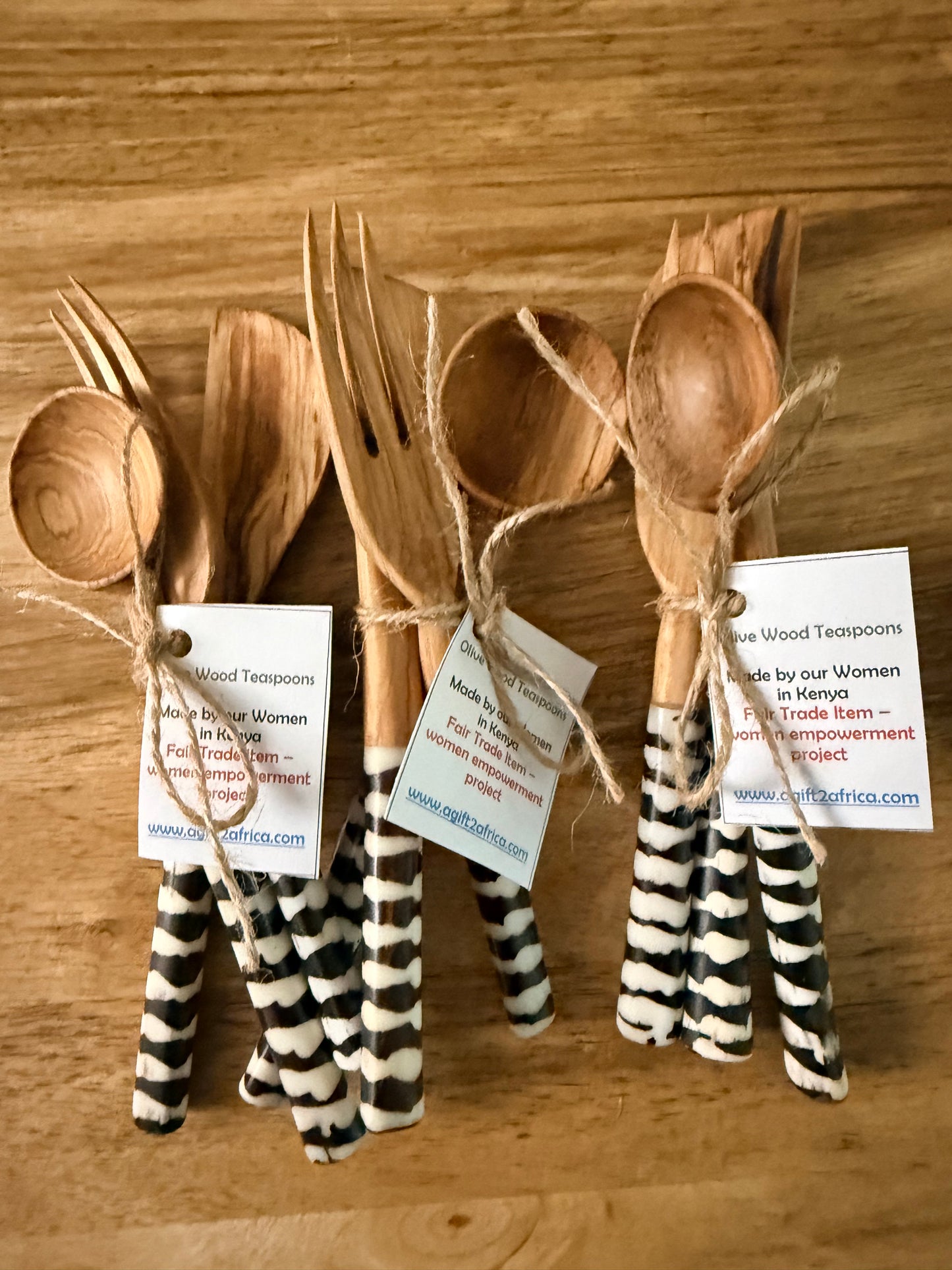 Handmade Olive Wood & Bone Mini Kitchen Utensil Set – 7 Inches | Artisan Crafted in Kenya