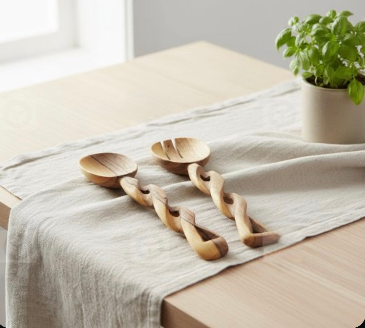 Handmade Olive Wooden Salad Set