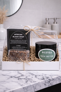 Clear Skin Oasis Bundle - Raw African BLACK Soap & Nilotica Shea Butter