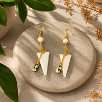 Kenyan Africa Statement Earrings - Bone and Brass