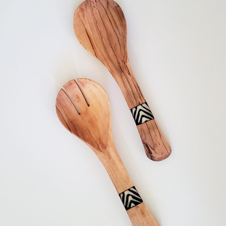 Olive Wood Salad/Serving Set
