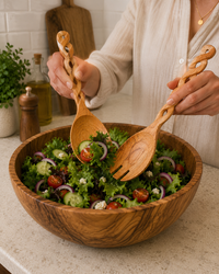 Handmade Olive Wood Salad Set Twisted Design- Cowbone Handle (Copy)