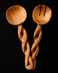 Handmade Olive Wood Salad Set Twisted Design- Cowbone Handle (Copy)